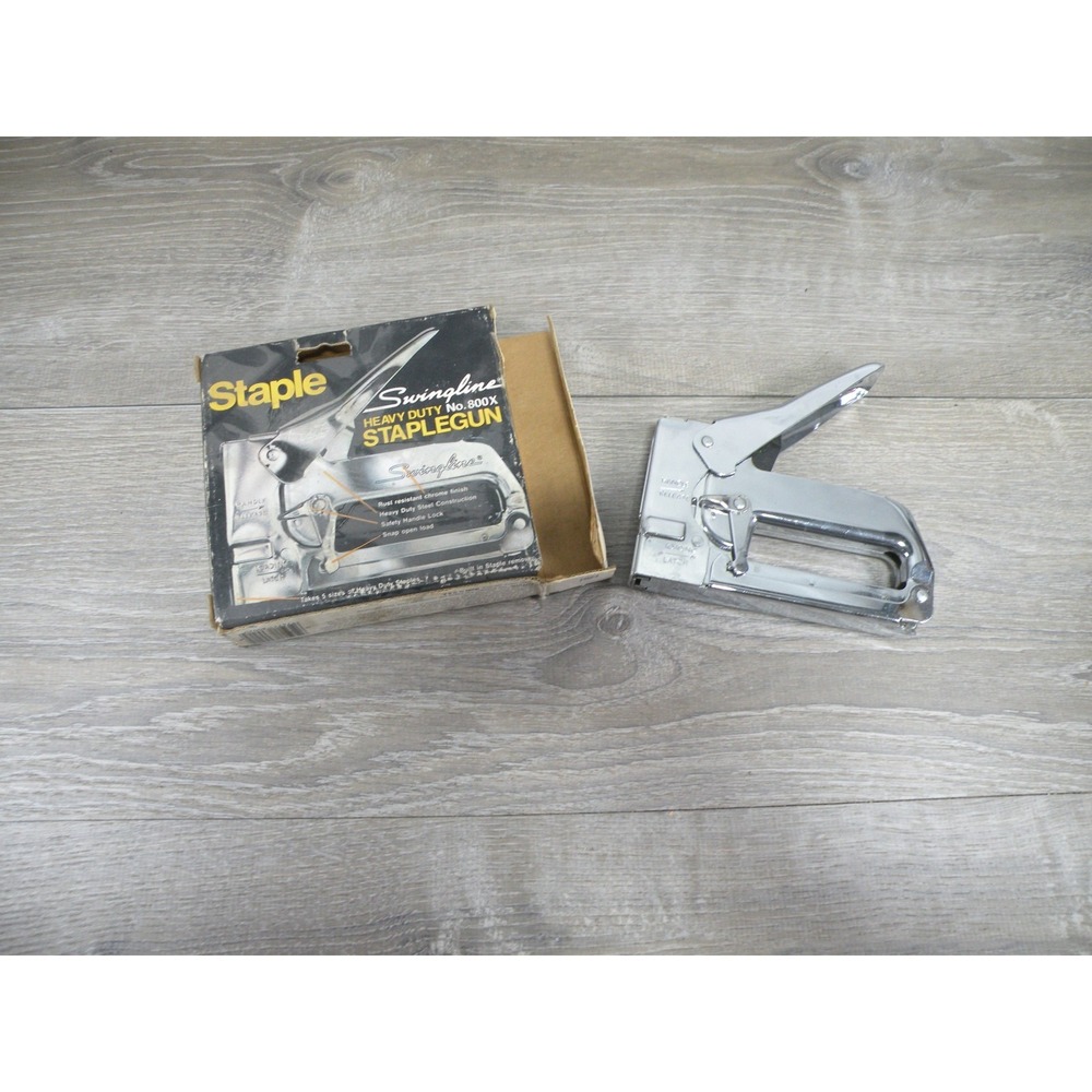 Vintage Swingline Heavy Duty No. 800X Staplegun Chrome Metal Tacker Stapler USA